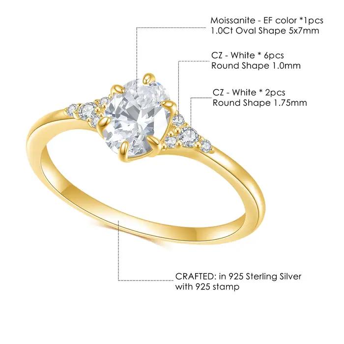 Bague en argent sterling 925 sertie de moissanite ronde pour femmes occasions spéciales engagement mariage fiançailles