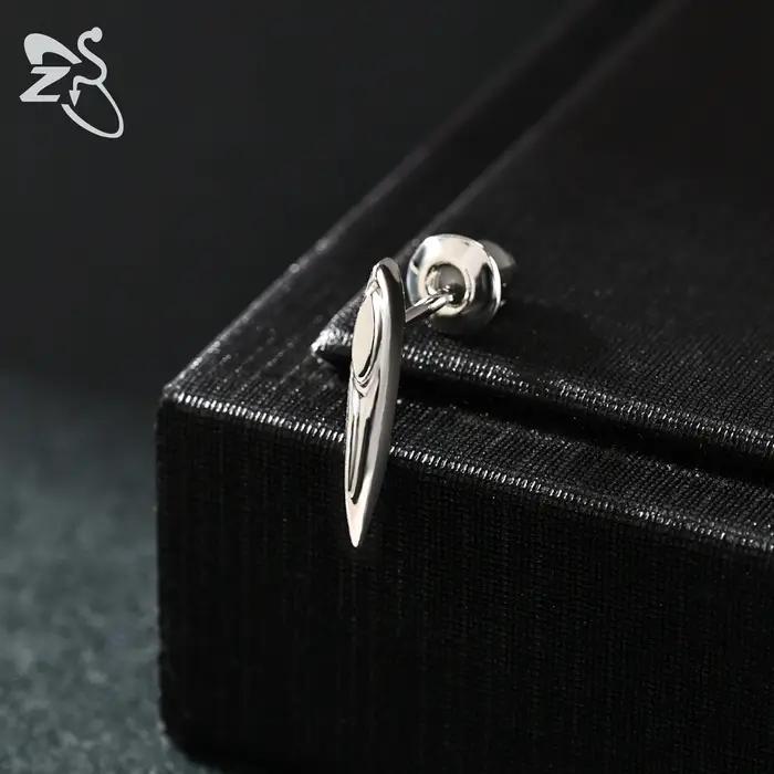 ZS 1 pièce 20G 925 boucles d'oreilles en argent Sterling pour femmes filles baguette forme clous d'oreille Helix Cartilage Piercing bijoux 14MM/24MM