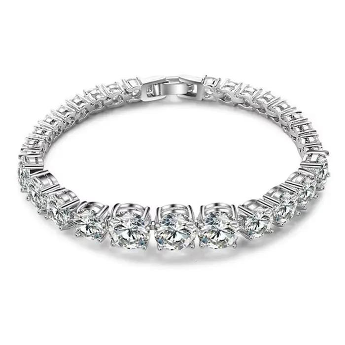 Bracelet de tennis rempli d'or blanc fait à la main pour les femmes, bracelets de diamant pour les patients, bracelet de fiançailles, cadeau de bijoux de mariage