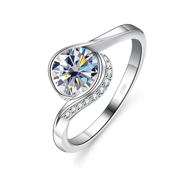 PomerceJelly-Bagues Moissanite en argent regardé 925 pour femmes