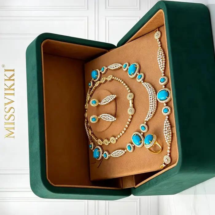 Parures de bijoux de mariage de haute qualité Missvikki, nouveaux ensembles de luxe avec collier long, bracelet, boucles d'oreilles et bague pour femmes