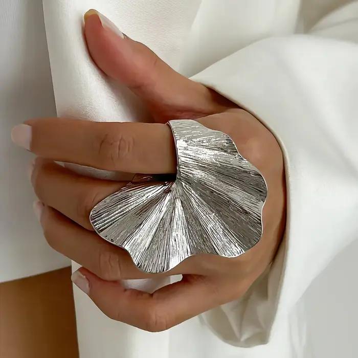 Ginkgo-Bague Plissée en Métal Classique pour Femme et Homme