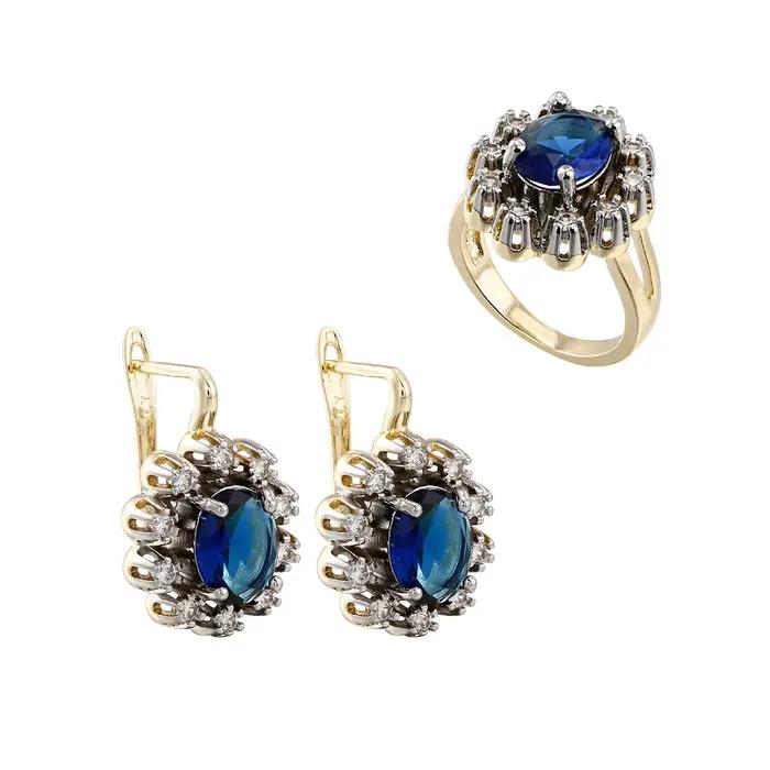 Ensemble de boucles d'oreilles et bague ovales incrustées de zircone