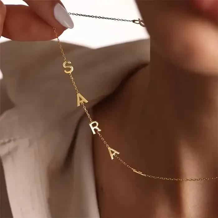 Collier personnalisé avec 26 lettres et nom pour femmes et hommes