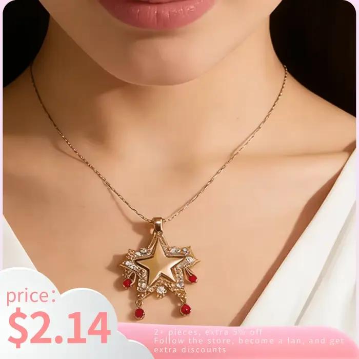 Collier avec pendentif étoile en zircon à la mode pour femmes, bijou de fête et rencontres sociales