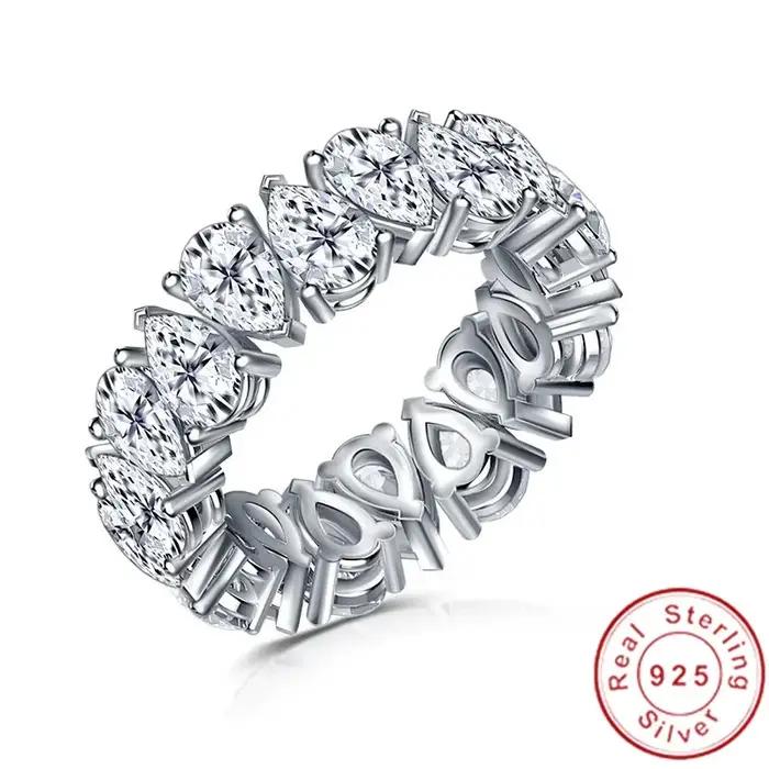 Bague de Fiançailles et de Mariage en Argent AAA CZ pour Femme, Anneau de Bande d'Éternité, Coupe Po
