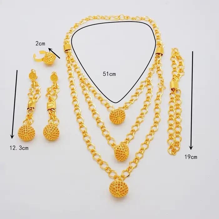 Ensemble de bijoux de luxe couleur or pour femmes