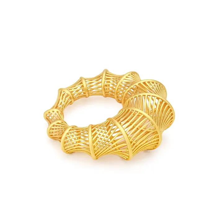 IVOG – bague luxueuse en bambou ajourée, bijoux personnalisés à motif de Texture de ligne d'arc irrégulière pour femmes, fête de mariage