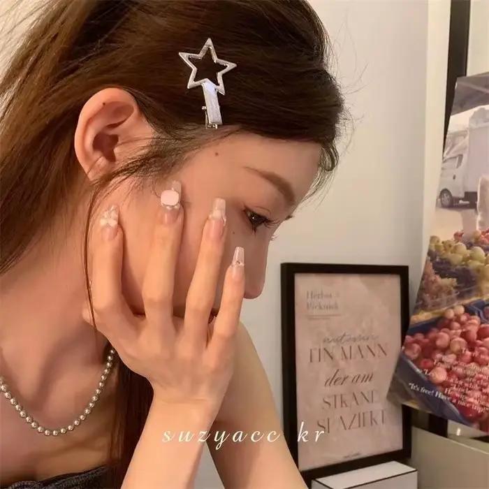 Barrettes Métalliques Argentées Y2K pour Femmes et Filles, Étoile, Styles Multiples, Pince Bec de Ca
