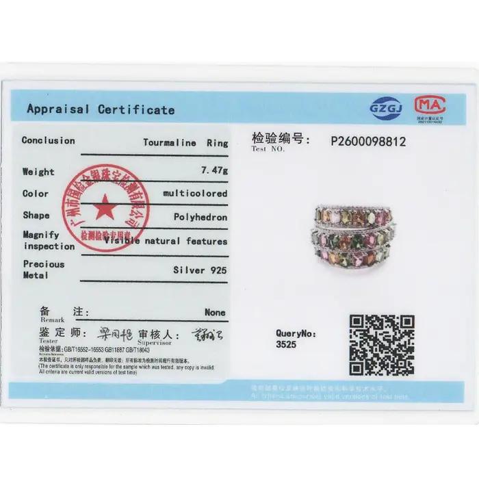 Bague en argent sterling 925 avec tourmaline naturelle pour femmes, alliance de mariage avec certificat d'évaluation, bijou pour occasions spéciales et anniversaires