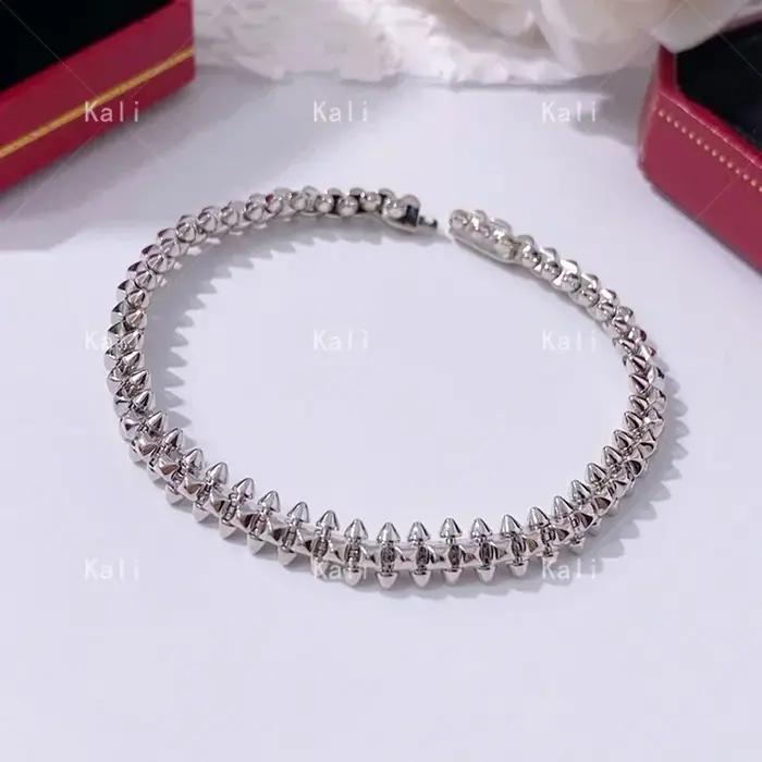 Bracelet à rivets en argent sterling 925 de marque classique, bijoux de luxe personnalisés pour femmes, cadeau de fête pour couple