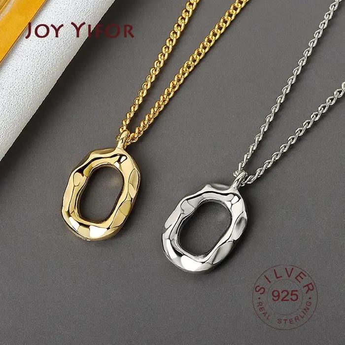 Argent élégant rond couleur or géométrique pendentif collier Bijoux fins pour les femmes