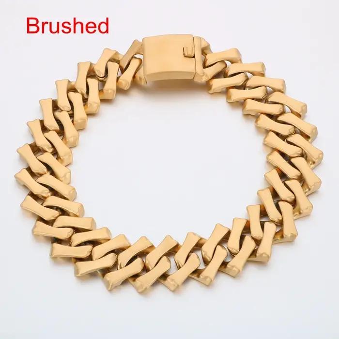 Kalen ChimLager-Tour de cou en acier inoxydable pour hommes et femmes, collier cubain, bijoux de document en or brillant, cadeau personnalisé, punk