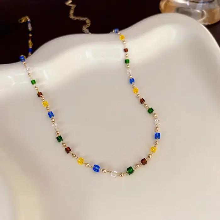 Collier ras du cou en strass ronds en forme de cœur pour femme