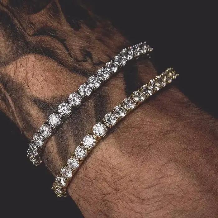 Bracelet de Tennis hip hop en zircone cubique pour hommes, chaîne à maillons en cristal sur la main, bijoux Streetwear, 3mm
