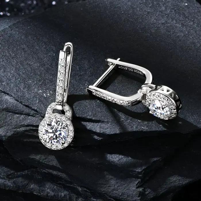 IOGOU luxe S925 argent 5mm 0.5ct Moissanite boucles d'oreilles pour les femmes réel