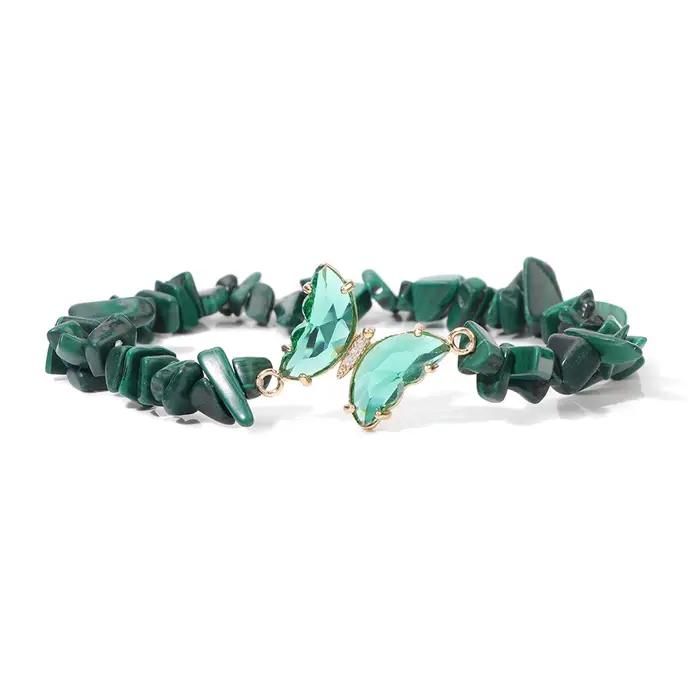 Bracelet papillon en pierre naturelle et cristal