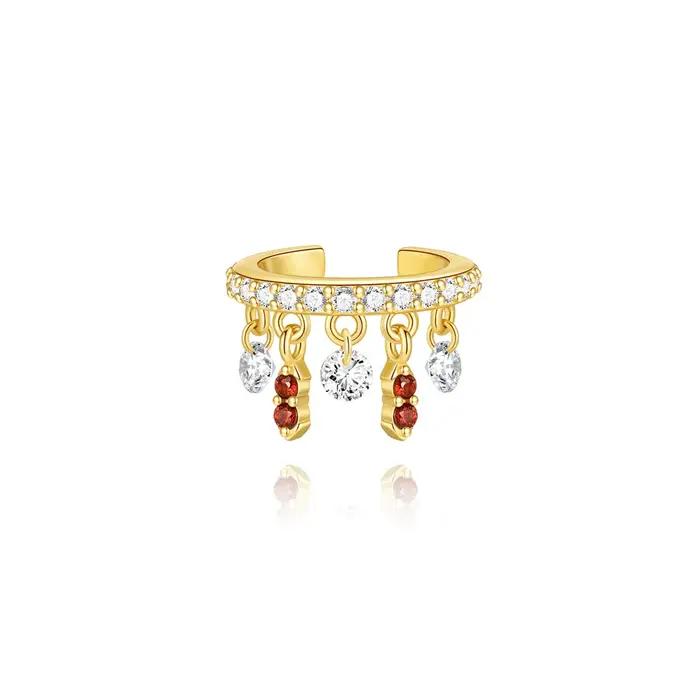 BOAKO – boucles d'oreilles en argent Sterling 925, or 18 carats, couleur grenade, Zircon, manchette à pampilles, bijoux fins pour fête de mariage