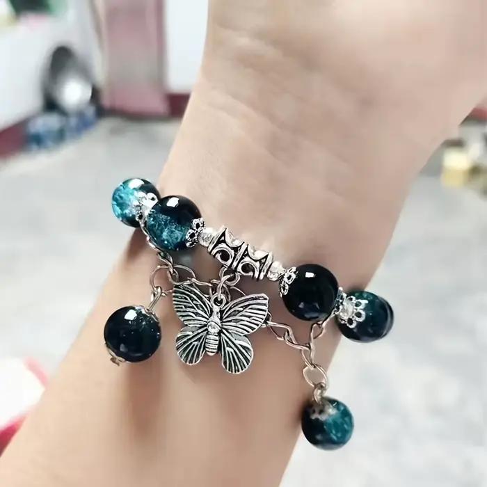 Bracelet de luxe galaxie planète pour femmes, pop-corn, perles d'opale de cristal, pendentif plume papillon, bijoux Harajuku, cadeaux