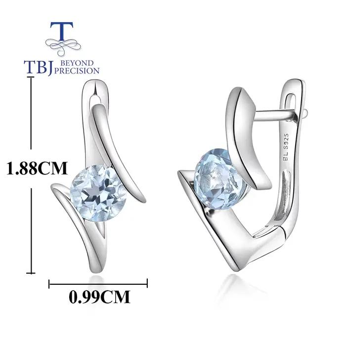 2026, boucles d'oreilles simples et élégantes en topaze bleu ciel naturel pour filles et femmes, bijoux fins en argent sterling 925, cadeaux