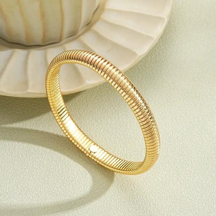Bracelet élastique couleur or pour femmes Punk large et épais spirale en métal mode féminine bijoux de fête accessoire cadeau
