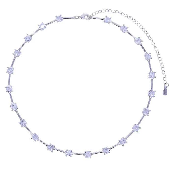Nouveau Design de mode géométrie Bling ovale CZ collier ras du cou Lariat longue barre larme Y forme