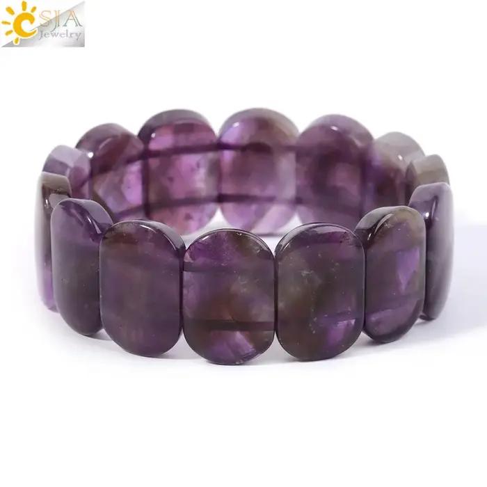 Bracelet en pierre naturelle avec breloque en cristal pour homme et femme, inspiration naturelle, occasion spéciale, bijoux unisexe, améthyste, quartz rose, design géométrique