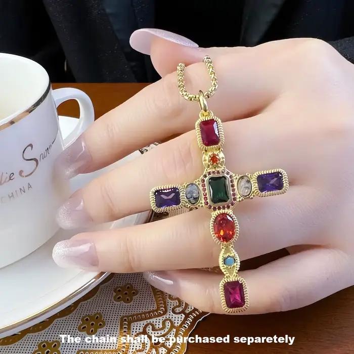 Pendentif croix colorée dorée, tout nouveau bijou à la mode européen en argent Sterling 925, cadeau Vintage pour femme