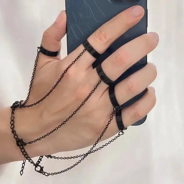 Ensemble de bagues-bracelets connectées créatives style punk
