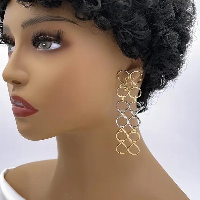 Boucles d'oreilles grande taille plaquées or 18 carats pour femmes