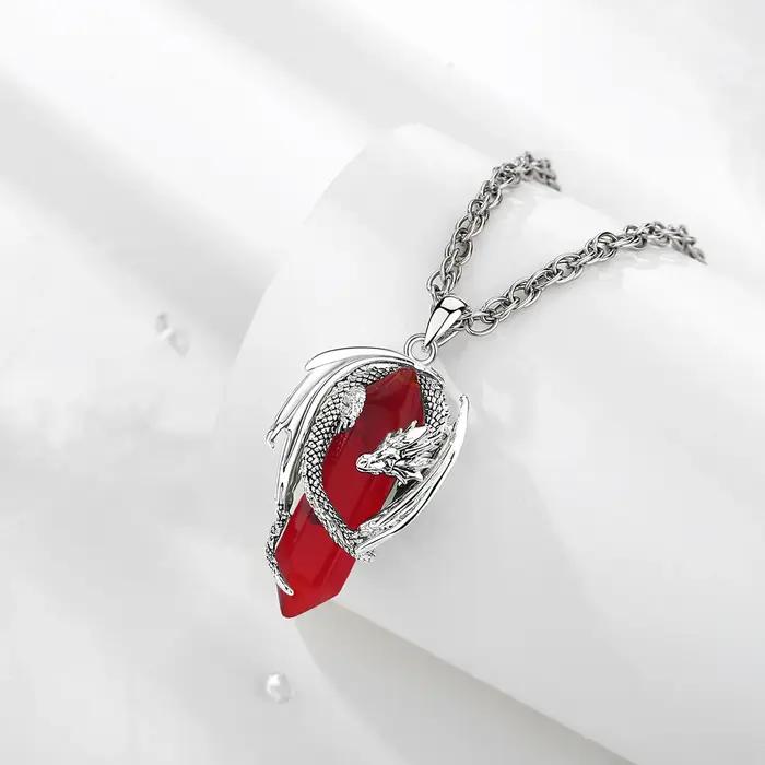 Eudora Dragon Twining Hexagonal cornaline naturelle prismatique collier Punk pierre de guérison pendentif bijoux fins pour femmes homme cadeau