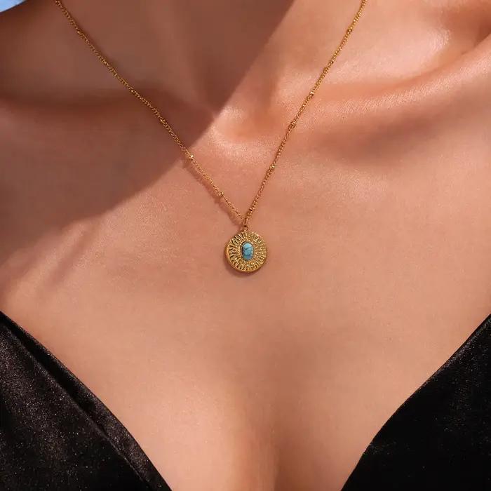 Collier Vintage en acier inoxydable plaqué or 316 de haute qualité pour femmes