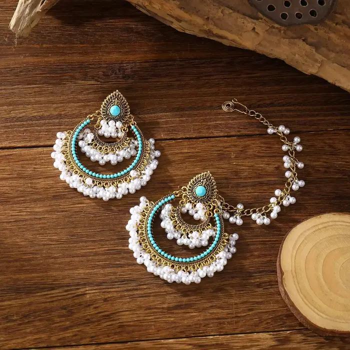 Boucles d'oreilles pendantes à franges fluides, style bohème, ethniques d'Asie du Sud-Est, tendance, avec pampilles, design sensationnel