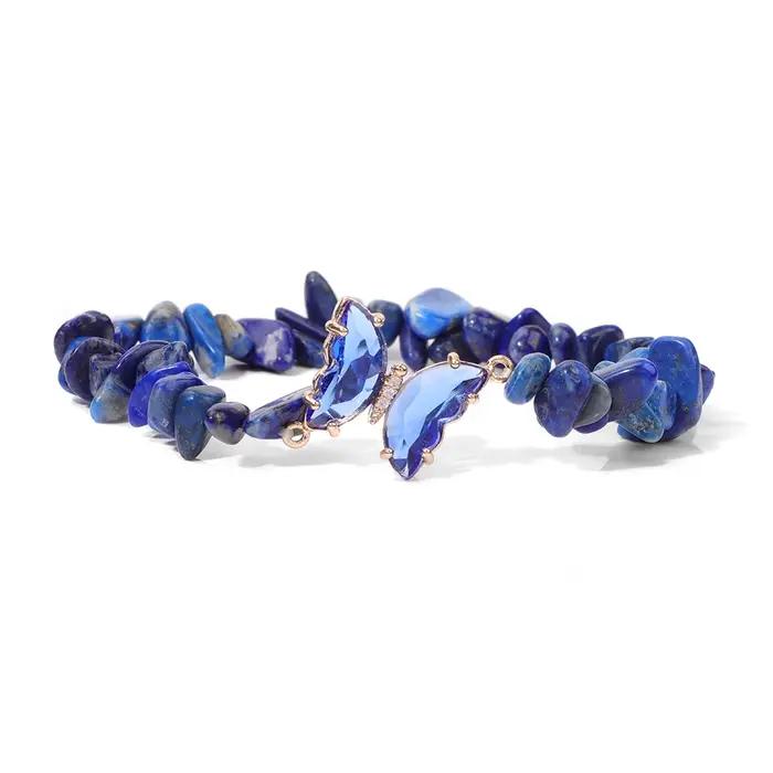 Bracelet papillon en pierre naturelle et cristal