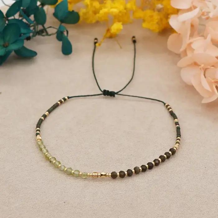 Bracelet FLXF en pierre semi-précieuse avec tissage artisanal pour femmes, style bohème, bijou personnalisable pour occasions spéciales