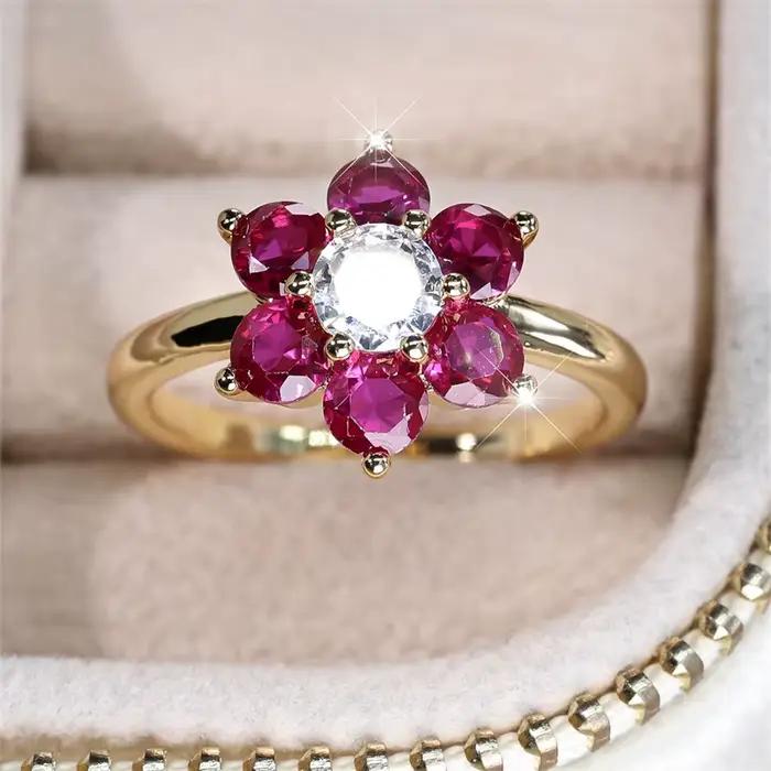 Bagues à breloques en forme de fleur de cerisier pour femmes