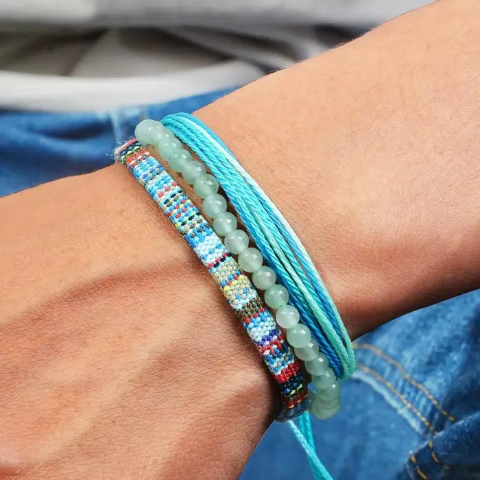 3 pièces Bracelet bohème Bracelet réglable surf Bracelet d'amitié fait à la main chaîne océan plage Bracelet bohème