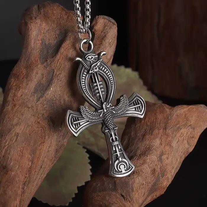 Vintage égyptien clé de vie Ankh croix pendentif Horus Patronus collier hommes mode pharaon amulette bijoux