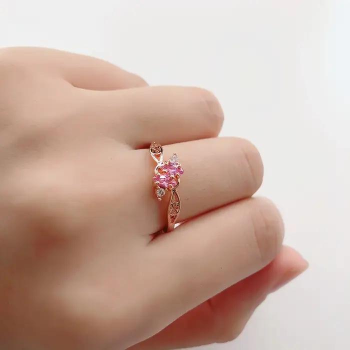 Bagues délicates en cristal Rose or pour femmes
