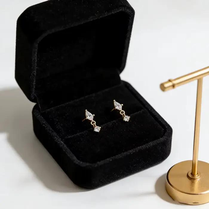Boucles d'oreilles pendantes en argent 925 plaqué or 14K, motif cerf-volant, zircon cubique rond, bijoux délicats et miniatures pour femmes