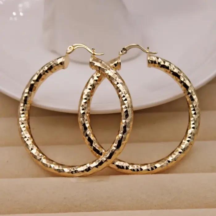 Boucles d'oreilles créoles délicates style bohème en alliage de zinc plaqué or pour femme occasions spéciales