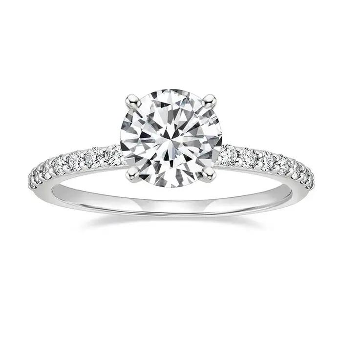 Bague solitaire en Moissanite certifiée Lnngy