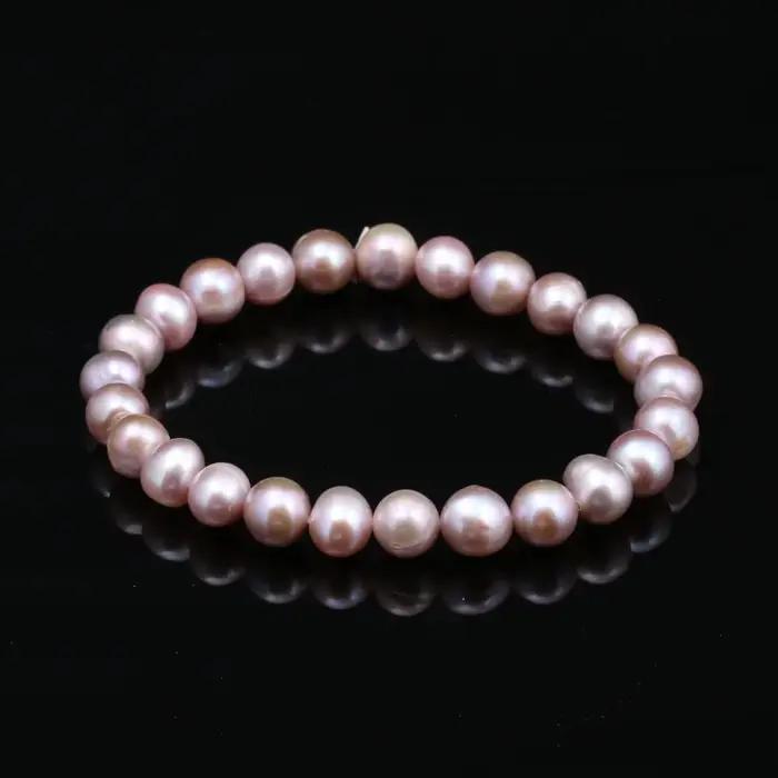 Bracelet de Perles d'Eau Douce pour Femme, Nouveaux Bijoux Fins, Cadeaux, 7-8mm