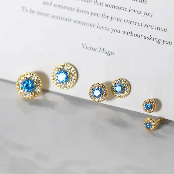 Boucles d'oreilles La Monada sterling 925 en zircone cubique bleue pour femmes occasions spéciales anniversaire elegance subtile