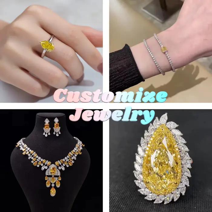 Perles Messi-Jewelry en diamants colorés CVD HPHT jaune pour bijoux personnalisés et occasions spéciales