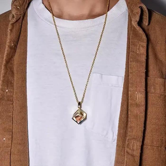 Collier pendentif avec image personnalisée pour hommes, 1 pièce, image personnalisée, Hip Hop, cadeau personnalisé