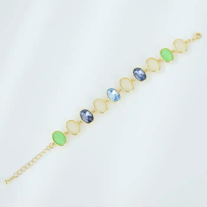 Bracelet en cristal et or 14 carats avec motifs résine colorés bohèmes pour femmes occasions spéciales soirée gala Saint Valentin