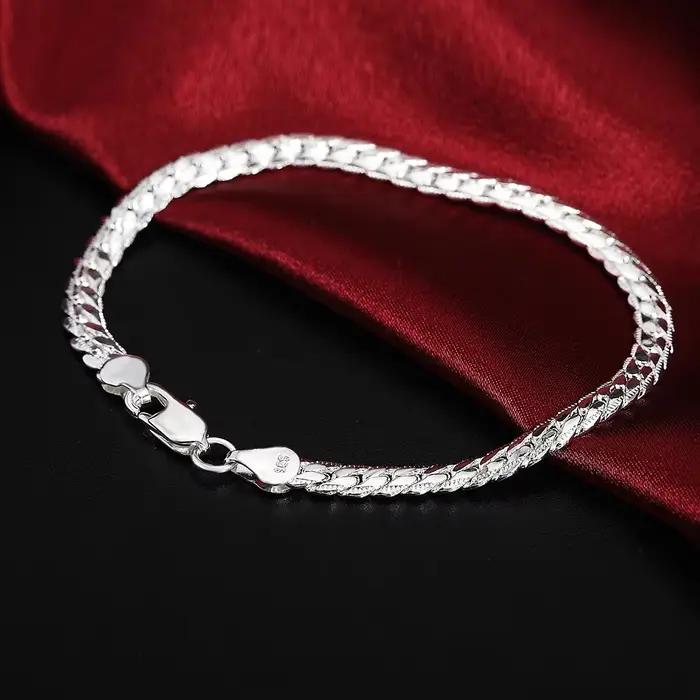 Bracelet Tressé en Argent Sterling 925 Pour Femmes et Hommes Occasions Spéciales Style Décontracté Sportif