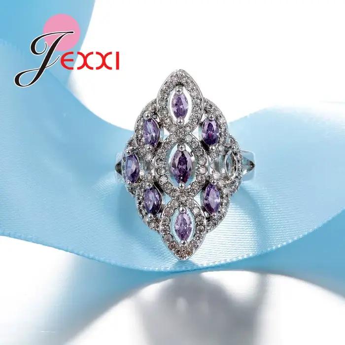 Bagues de fiançailles de mariage de luxe pour femmes, bijoux avec Full CZ, bague de document en argent regardé 925, accessoire féminin, vente en gros