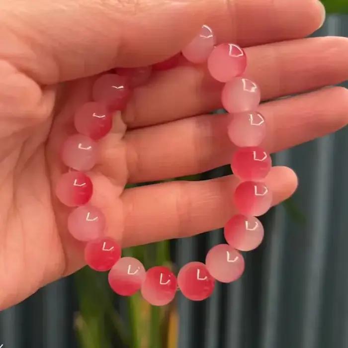 Quartz cristal rose poudre cristal Quartz pierre naturelle Streche Bracelet cordon élastique Pulsera